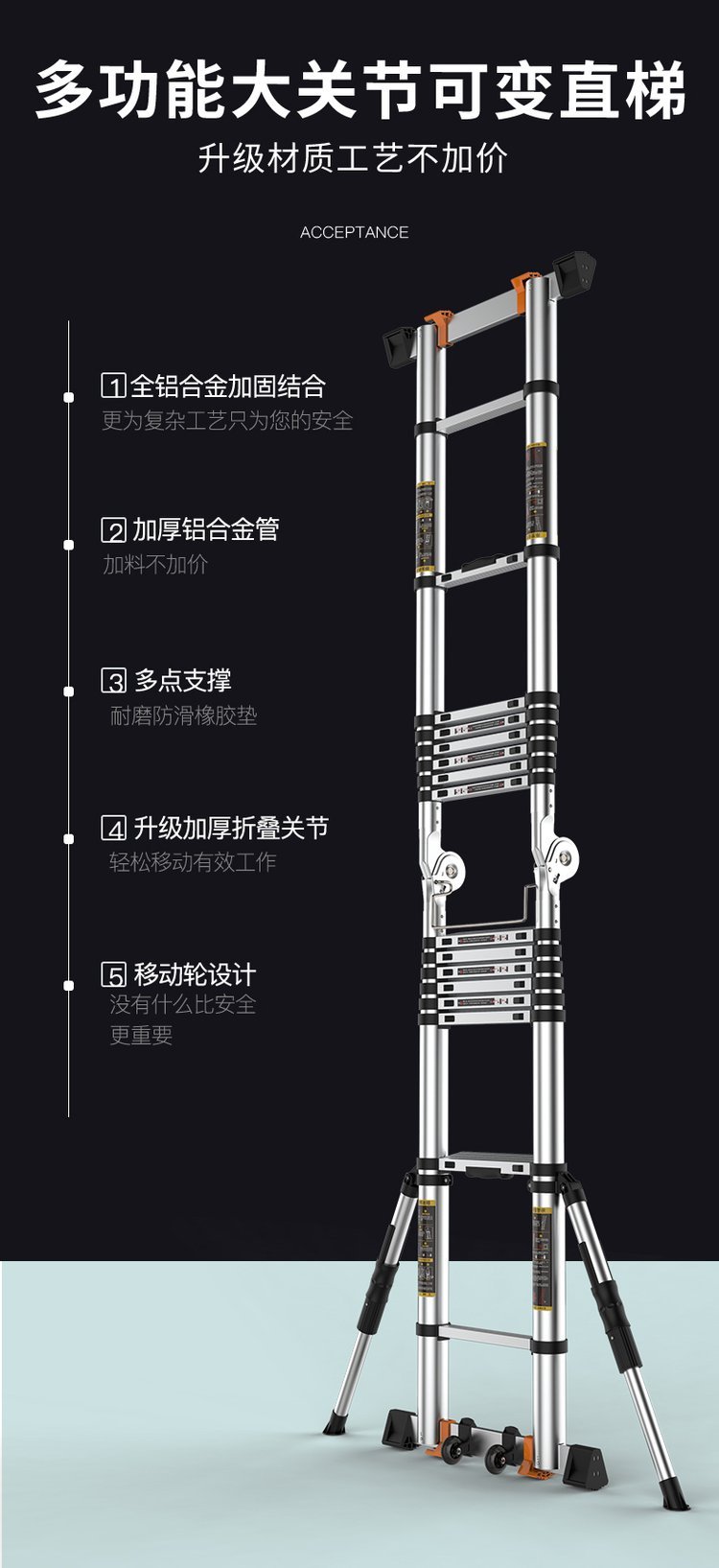 多功能铝合金折叠梯子图片(多功能铝合金折叠梯子图片大全)